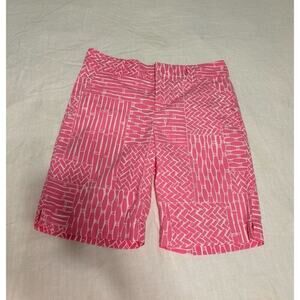 Lilly Pulitzer Women's Bamboo Print Resort Fit Zip Up Shorts Size 6 Pink